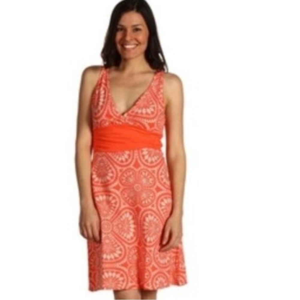 Patagonia Margot Coral Dress Organic Cotton V-Neck Above Knee Length Xl
